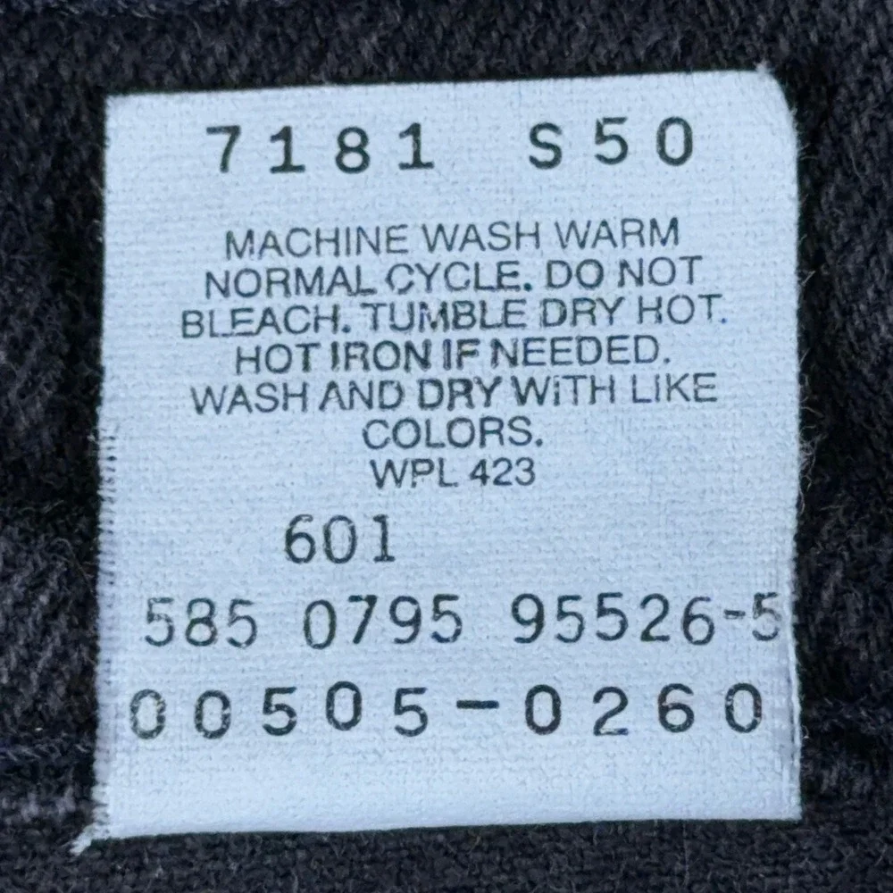 Vintage Levis 505 Mens Black Denim Jeans 38x32 Made in USA Regular Straight 90s